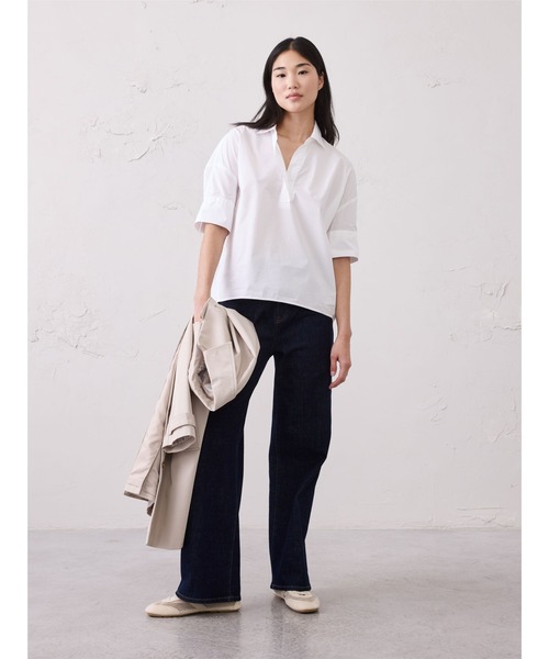 ブラウス シャツ BANANA REPUBLIC FACTORY STORE　　日本限定 ドレーピー カラード プルオーバー ポプリンシャツの画像
