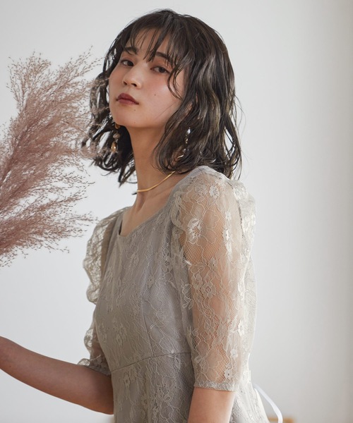 「niana」 7分袖ワンピース S チャコール レディース_画像5