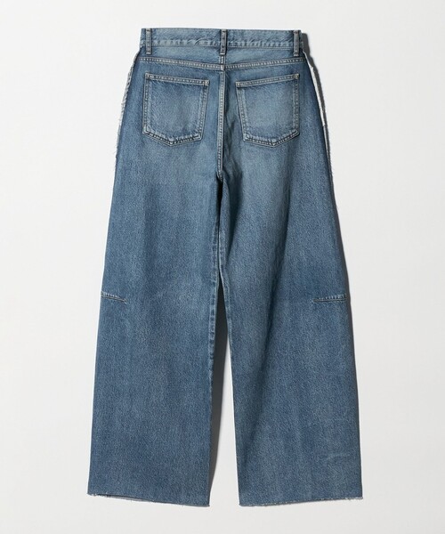ワイドパンツ ジーンズ デニム デニムパンツ 「SERGE de bleu」リメイク 2トーン カットオフ デニムパンツ レディースの画像