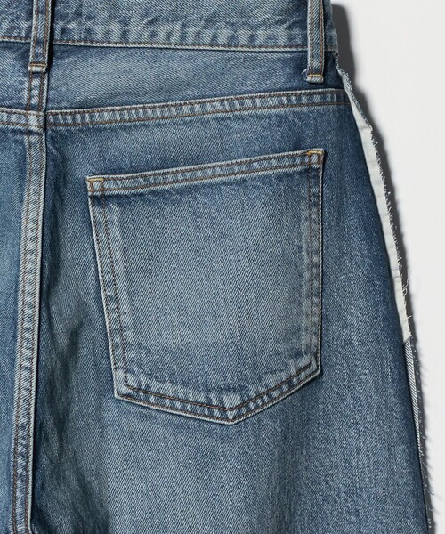 ワイドパンツ ジーンズ デニム デニムパンツ 「SERGE de bleu」リメイク 2トーン カットオフ デニムパンツ レディースの画像