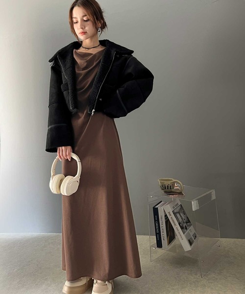 「classicalelf」 長袖ワンピース LARGE ブラウン レディース_画像5