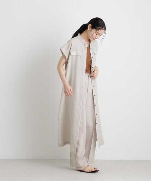 ワイドパンツ パンツ メランジドライ 2タックワイドパンツ(セットアップ可) レディースの画像
