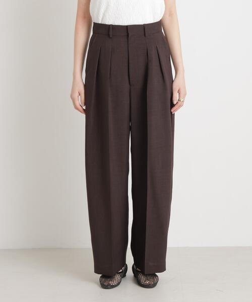 ワイドパンツ パンツ メランジドライ 2タックワイドパンツ(セットアップ可) レディースの画像