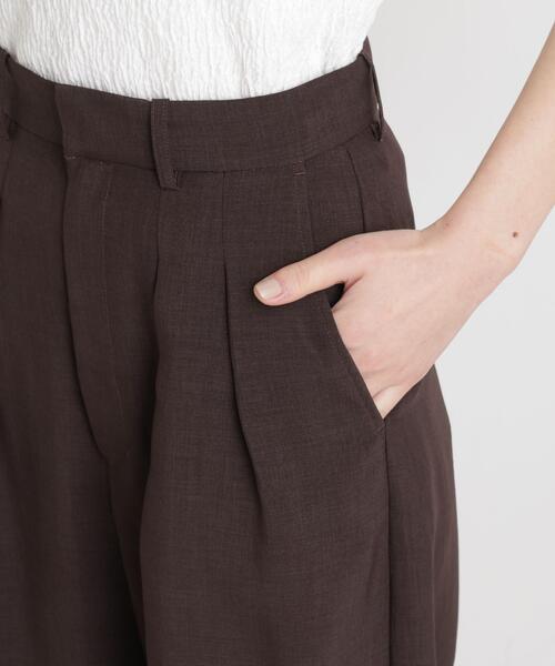 ワイドパンツ パンツ メランジドライ 2タックワイドパンツ(セットアップ可) レディースの画像