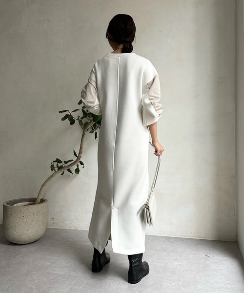 「DouDou」 長袖ワンピース - オフホワイト レディースの画像