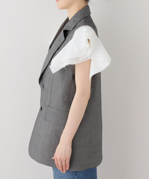 コート アウター 「TOGA/トーガ」Wool mohair sleeveless jacket ジャケット レディースの画像