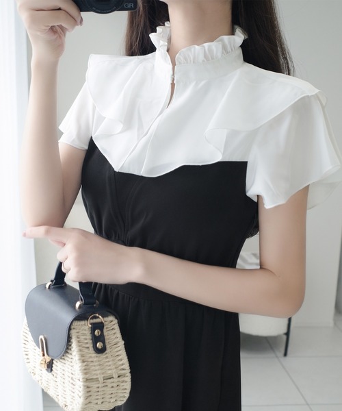 「mily bilet」 半袖ワンピース X-LARGE アイボリー レディース_画像3