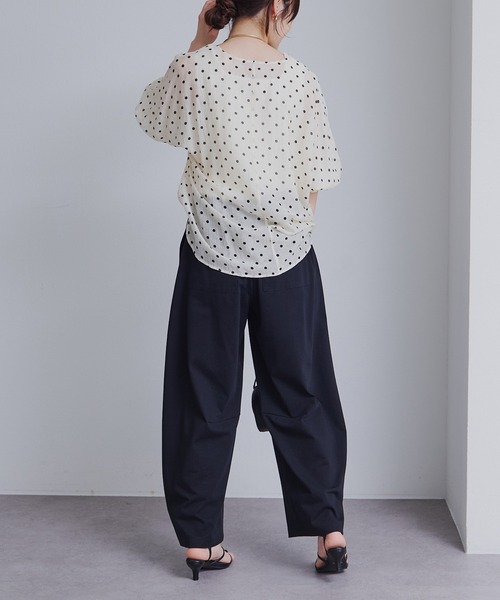 pual ce cin ブラウス シャツ 夏 シアーシルキードットスキッパー 