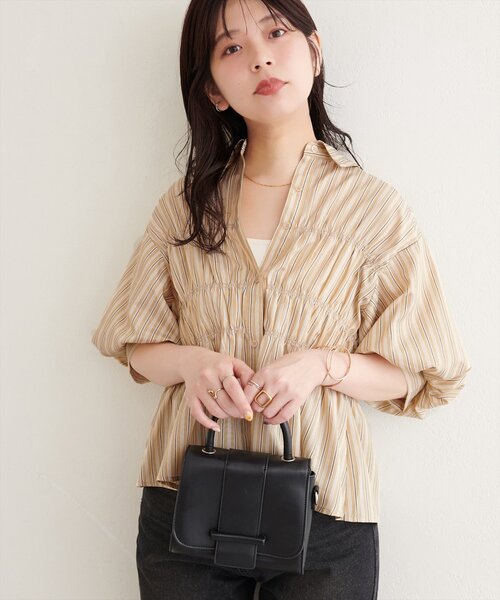 natural couture ブラウス シャツ 半袖 TCブロードシャーリング