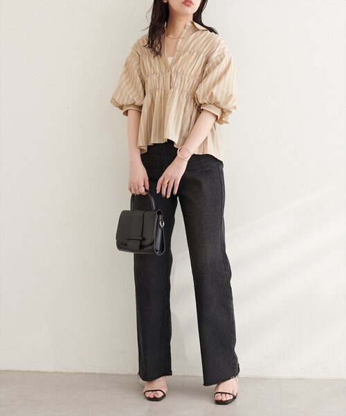 natural couture ブラウス シャツ 半袖 TCブロードシャーリング
