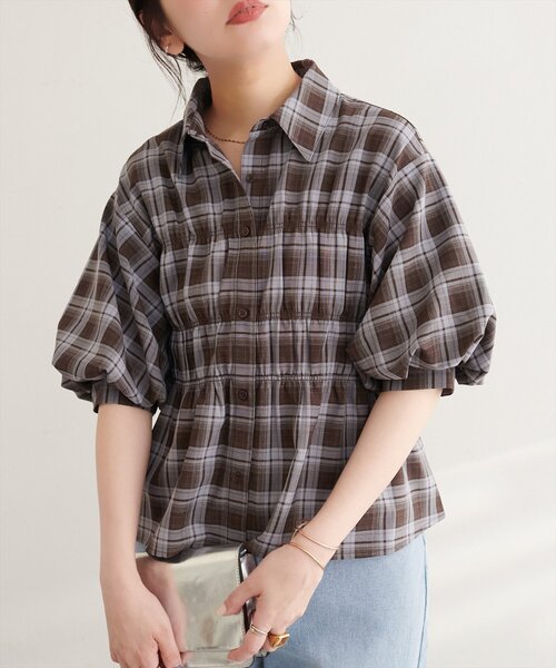 natural couture ブラウス シャツ 半袖 TCブロードシャーリング