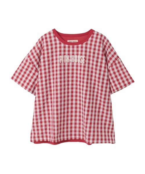 PINK HOUSE（ピンクハウス） tシャツ 半袖 ロゴプリントギンガム