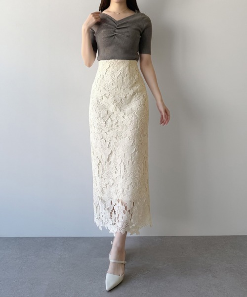 「mipiarl」 タイトスカート LARGE アイボリー レディース_画像6