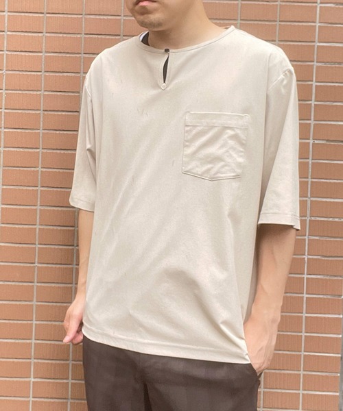 ikka（イッカ） tシャツ 5分袖ワンボタンシャツTアンサンブル メンズ