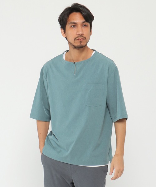 ikka（イッカ） tシャツ 5分袖ワンボタンシャツTアンサンブル メンズ