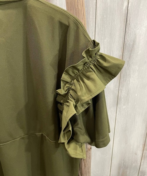 RehersalL ブラウス シャツ 「RehersalL」ショルダーフリルポロシャツ 