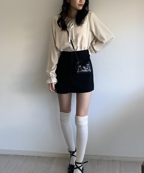 ブラウス シャツ 「可愛い秋コーデに♪」ビッグレース衿キャンディスリーブブラウス レディース ブラウス シャツ 「可愛い秋コーデに♪」ビッグレース衿