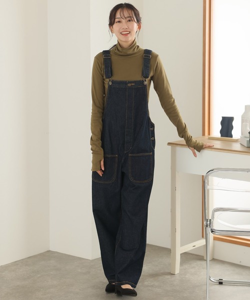 ElegChic サロペット オーバーオール フロントダブルポケットデニム