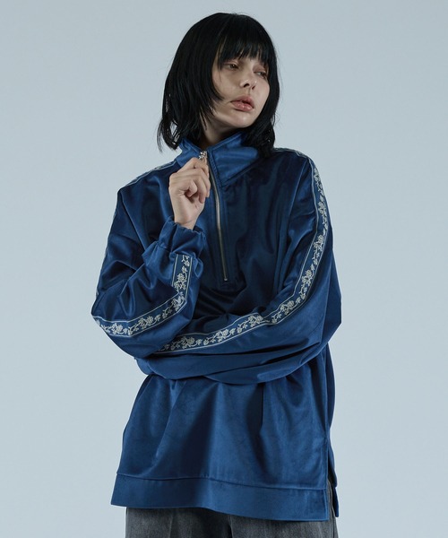 VELNUS トレーナー スウェット 「VELNUS」Sideline velor half-zip