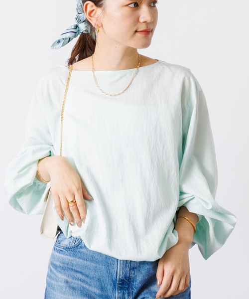 「Rouge vif」 長袖ブラウス フリー ダークネイビー レディース Rouge vif ブラウス シャツ とろみ素材ギャザースリーブボウタイ