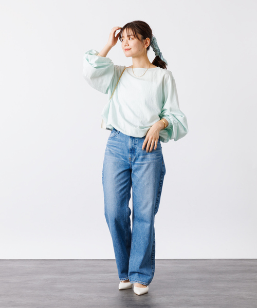 トップス anna Rouge vif Anna ブラウス シャツ ふんわり袖ボートネック