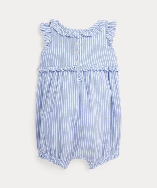 ベビー服 ロンパース ストライプド ニット オックスフォード バブル ショートオールの画像
