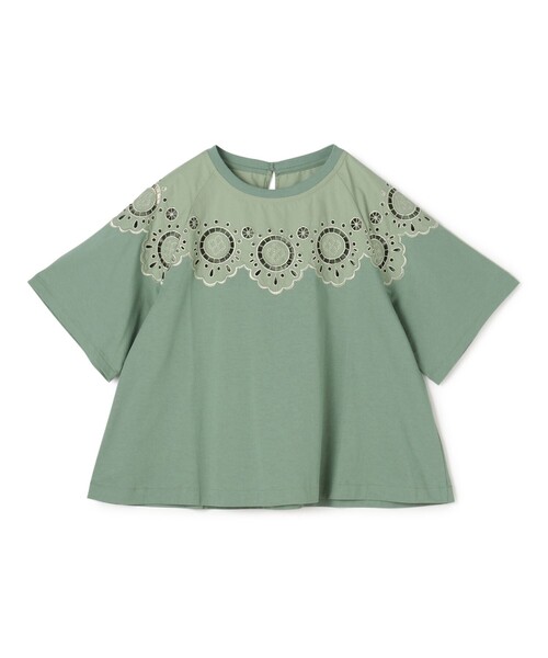 tシャツ ボタニカルエンブロイダリー ハーフスリーブTシャツ レディース
