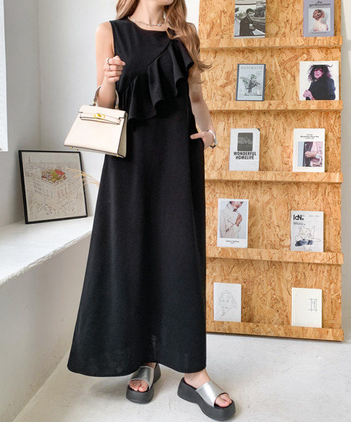 emi+ エミプラス ワンピース size S emi+ ワンピース フロント刺繍ロングワンピース : ZOZOTOWN