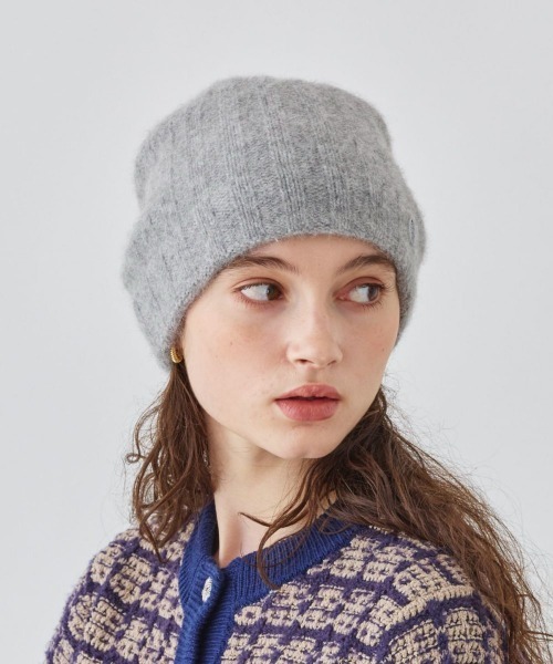 Chapeau d' O Fox Rib Knit Beanie ライトベージュ