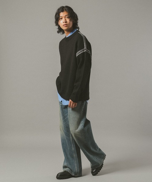 RAGEBLUE（レイジブルー） セーター ニット Hand Stitch Crew Neck