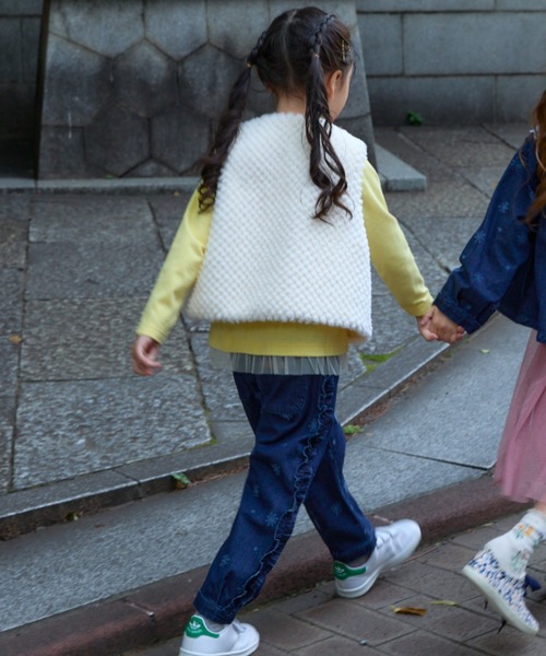 HAKKA KIDS（ハッカキッズ） パンツ フラワードット刺繍7オンス