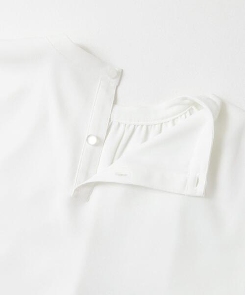 現行美品アイボリー ギャザー付き長袖ブラウス SHIPS｜<手洗い可能>ヴィンテージ サテン ネック ギャザー ブラウス