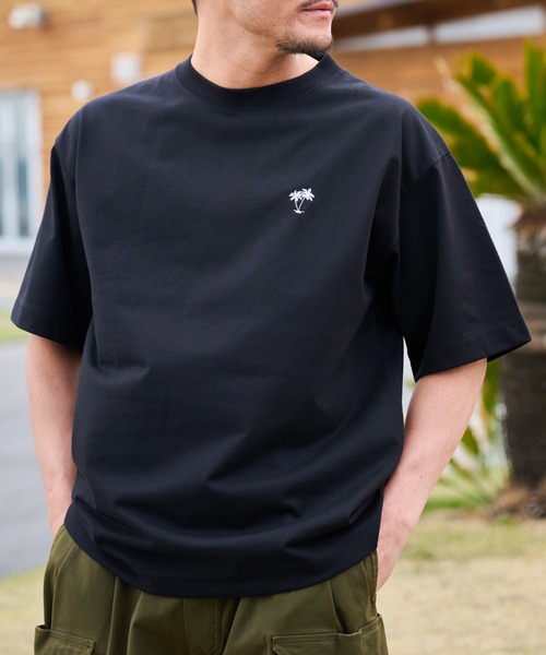 tシャツ 「SUNNY SMITH」11.6ウルトラヘビーオンス Heavy Smithヤシの木柄 ワンポイント刺繍Tee レディース メンズ Sunny Smith tシャツ 11.6ウルトラヘビーオンス Heavy Smithヤシ