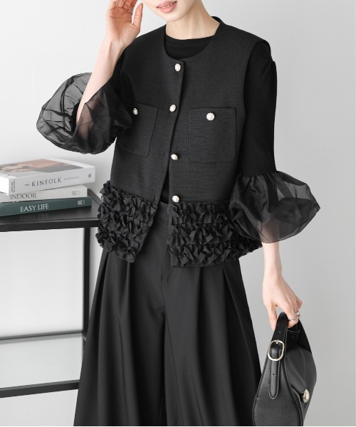 ベスト ジレ フリルヘムショートジレ レディース : ZOZOTOWN