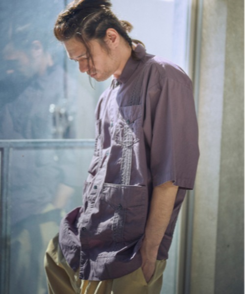 ブラウス シャツ 「ADAMPATEK/アダムパテック」overdyed cuban shirt/製品染めキューバシャツ レディース メンズ ADAMPATEK/overdyed cuban shirt/製品染めキューバシャツ