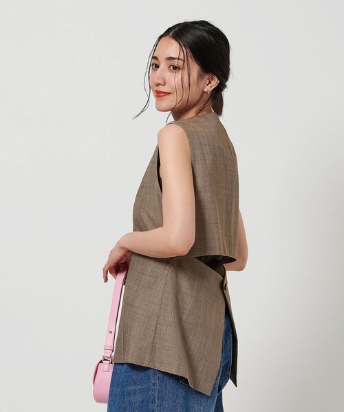 ベスト ジレ レーヨンブレンド バックオープン ベスト レディース BEAUTY＆YOUTH UNITED ARROWS ベスト ジレ レーヨンブレンド