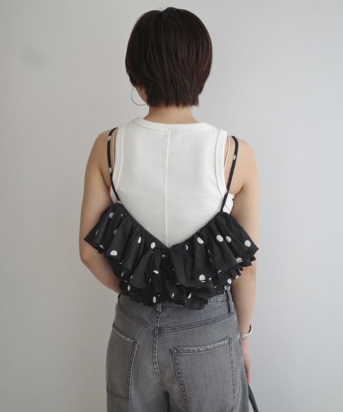 crinkle ブラウス シャツ ドットフリルキャミ CC-3538