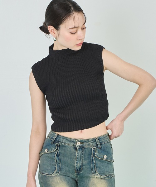 クロップド リブ セーター ニット セーター クロップドリブニット レディース : ZOZOTOWN