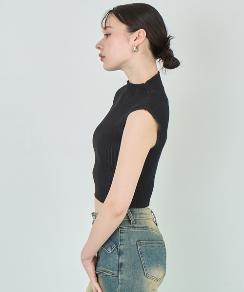 ANAP ニット セーター リブニットクロップドトップス レディース