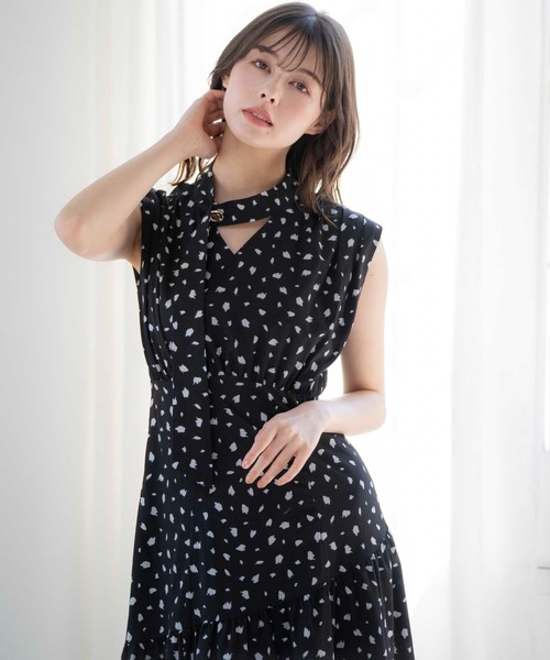 定価18,700円⭐️Noela ドッド柄ワンピース ノエラ Noela デザインドットワンピ （モカ） -ファッション通販
