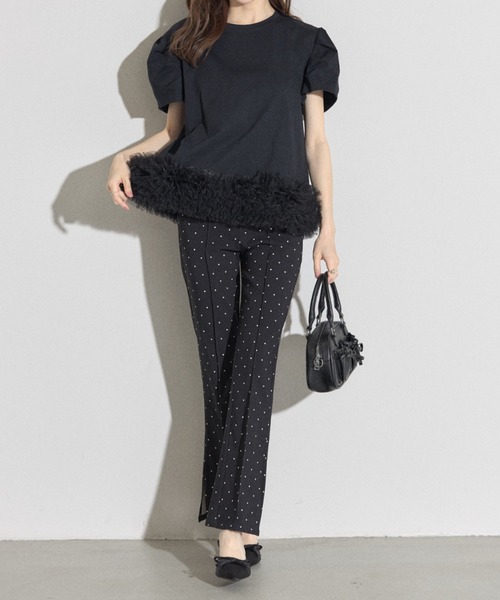 tシャツ 「ZOZO限定」チュールヘムトップス レディース tocco closet tシャツ 「ZOZO限定」袖タックチュールヘム