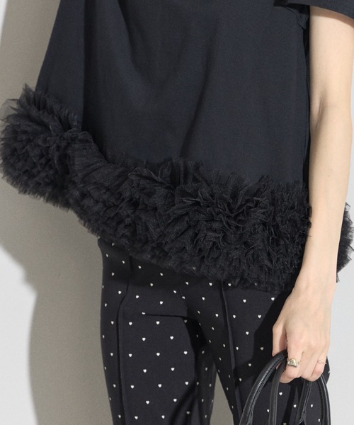 tシャツ 「ZOZO限定」チュールヘムトップス レディース tocco closet tシャツ 「ZOZO限定」袖タックチュールヘム