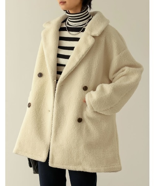 「Re:EDIT」 ピーコート LARGE アイボリー レディース_画像2