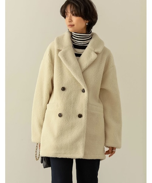 「Re:EDIT」 ピーコート LARGE アイボリー レディース_画像5