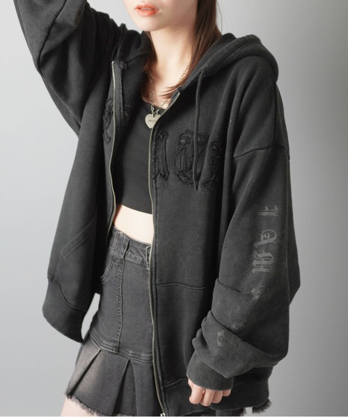 Slon ブラウン ジップアップパーカー SPINNS 「SPINNS」 「makes style」ジップアップパーカー