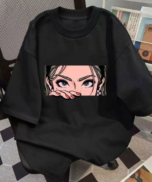 tシャツ グラフィックロゴ Tシャツ レディース I-SOOK tシャツ バックプリントグラフィックTシャツ(chiica