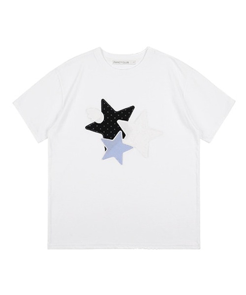 tシャツ FANCY CLUB/ファンシークラブ Mix Star Angel Patch Tee Tシャツ レディース FANCY CLUB tシャツ CLUB/ファンシークラブ Mix Star Angel