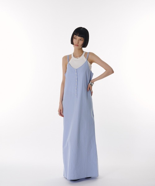 ワンピース seersucker henry cami long dress MUHET ワンピース seersucker henry cami long dress / シア