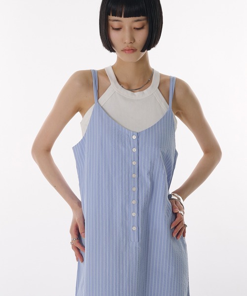 ワンピース Dhal/Henry Smock Shirt OP MUHET ワンピース seersucker henry cami long dress / シア