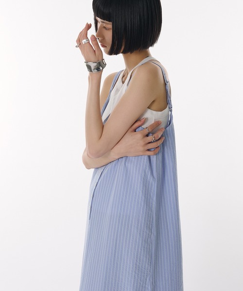 MUHET ワンピース seersucker henry cami long dress / シア